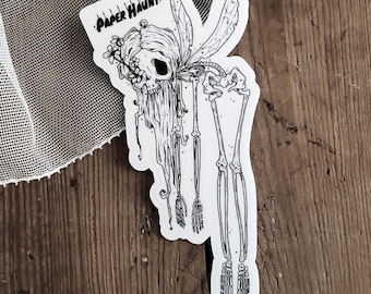 Skeleton Fairy Vinyl Sticker | Gothic Dark Fantasy Art | Creepy Cute Sticker