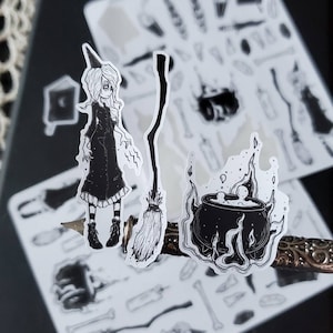 gothic witch sticker sheet