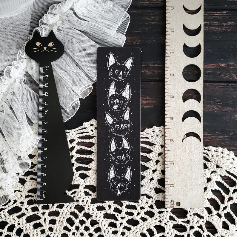 Black Vampire Bat Bookmark, Spooky cute, Goth image 6