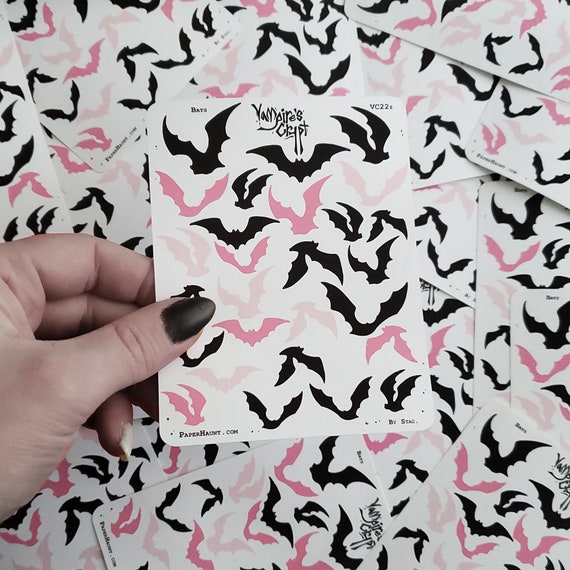 Pink and black Bat STICKER sheet - Vampire's Crypt- Spooky Cute Goth- Planner Accents