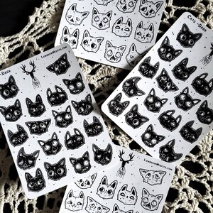 spooky cute goth planner cat stickers