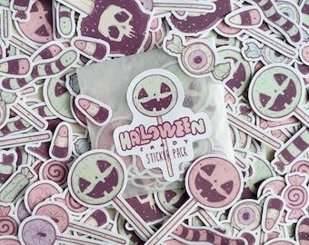 Pacchetto di adesivi di caramelle di Halloween - Spettrale e carino - Pastello gotico - Confezione da ventisei