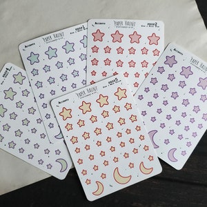 Pastel Star & Moon sticker sheet -rainbow accent planner stickers