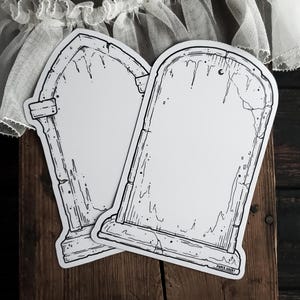 Tombstone Dry Erase Magnet – Black & White Spooky Cute Magnet – Gravestone - Gothic Memo