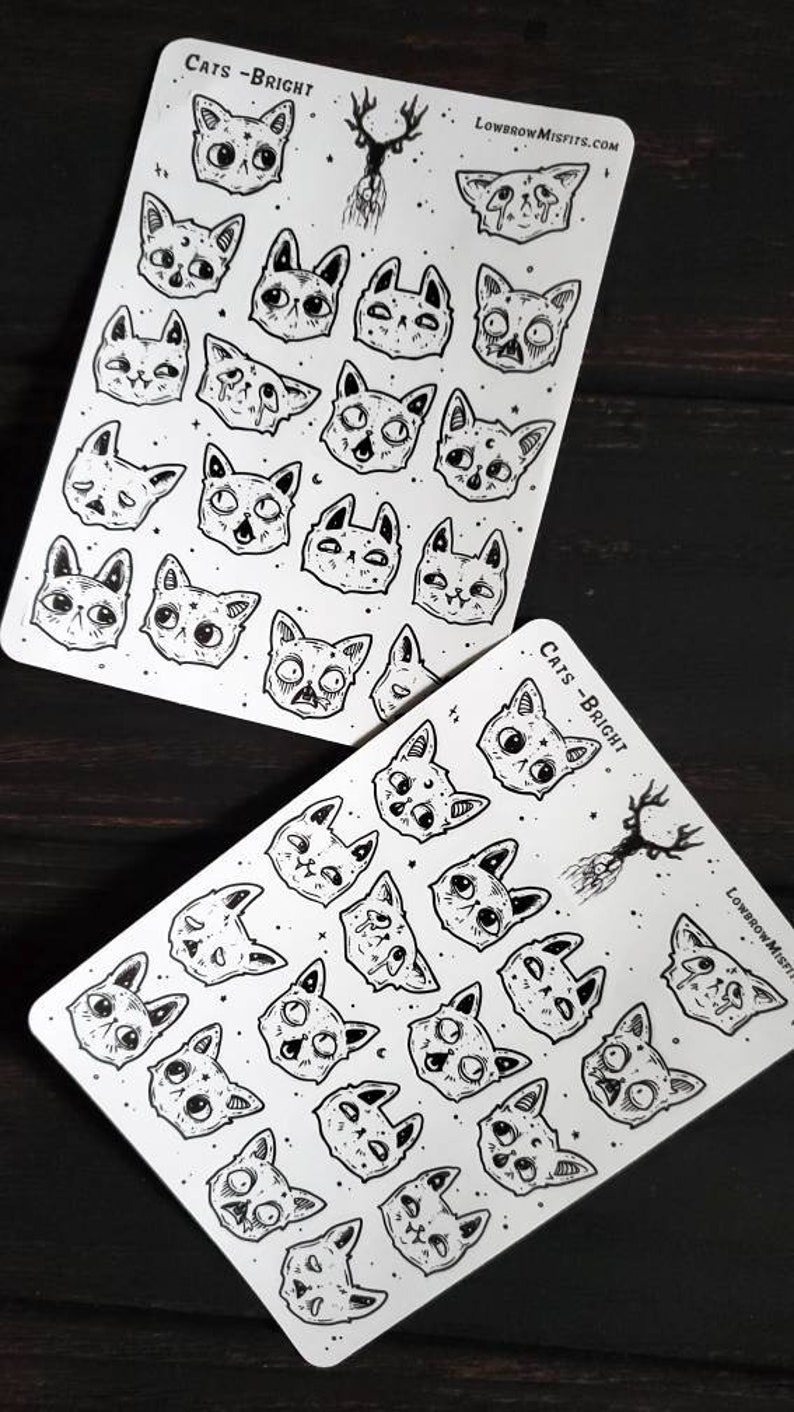 cat emoji crepy cute planner sticker sheet for planner