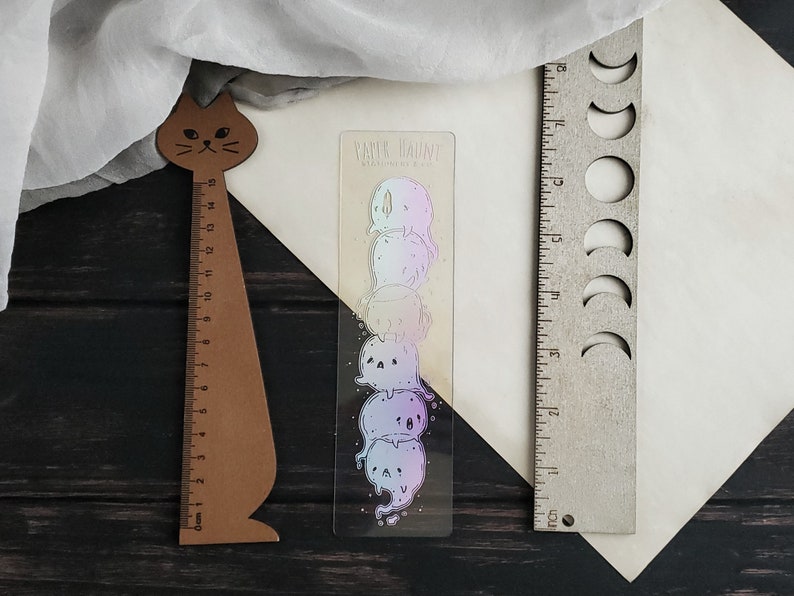 Holo Ghost Pile Washi card Bookmark, Spooky Cute image 4