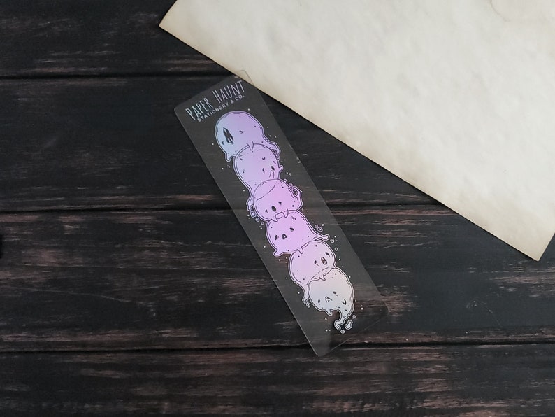 Holo Ghost Pile Washi card Bookmark, Spooky Cute image 1