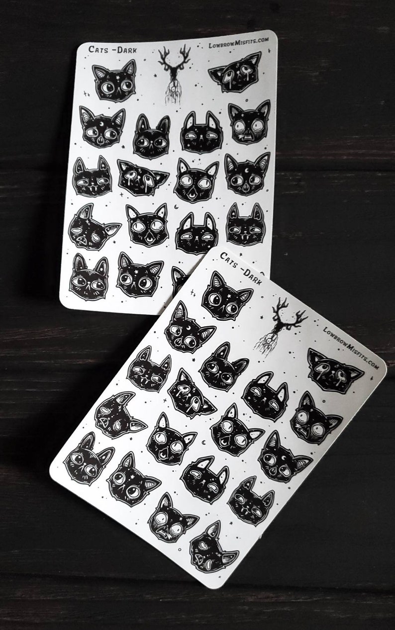 black cat creepy cute goth planner emoji stickers