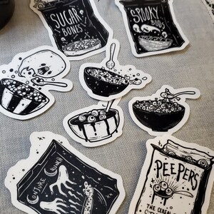 creepy cute goth cereal sticker pack by artist white stag of lowbrow misfits.