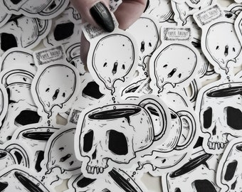 Coffee skull ghost sticker - Spooky Brew - Haunted Coffee