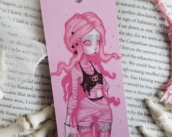 Pink Zombie Bookmark, Pastel Goth, Spooky Cute