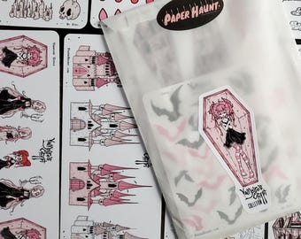 Vampire's Crypt Planner STICKER Sheet Collection - Bundle - Spettrale carino - Goth - 22 fogli di adesivi