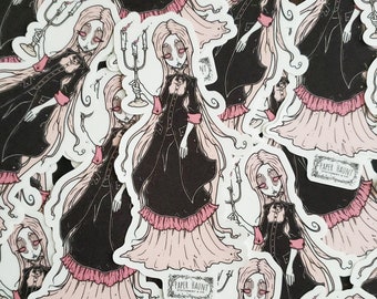 Vampire Girl STICKER- Candelabra- Spooky cute - Goth
