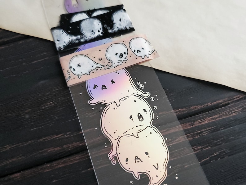 Holo Ghost Pile Washi card Bookmark, Spooky Cute image 6