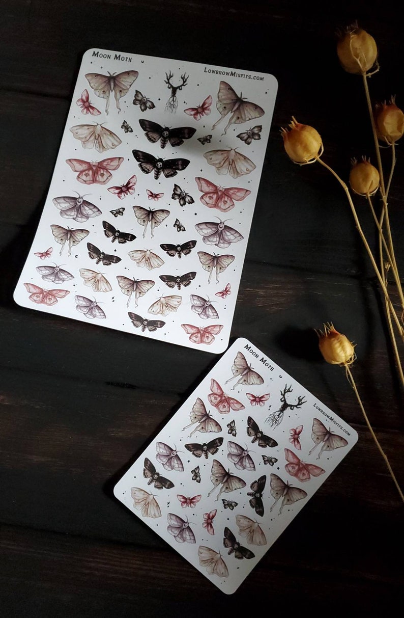 Moon moth gothic sticker sheet.