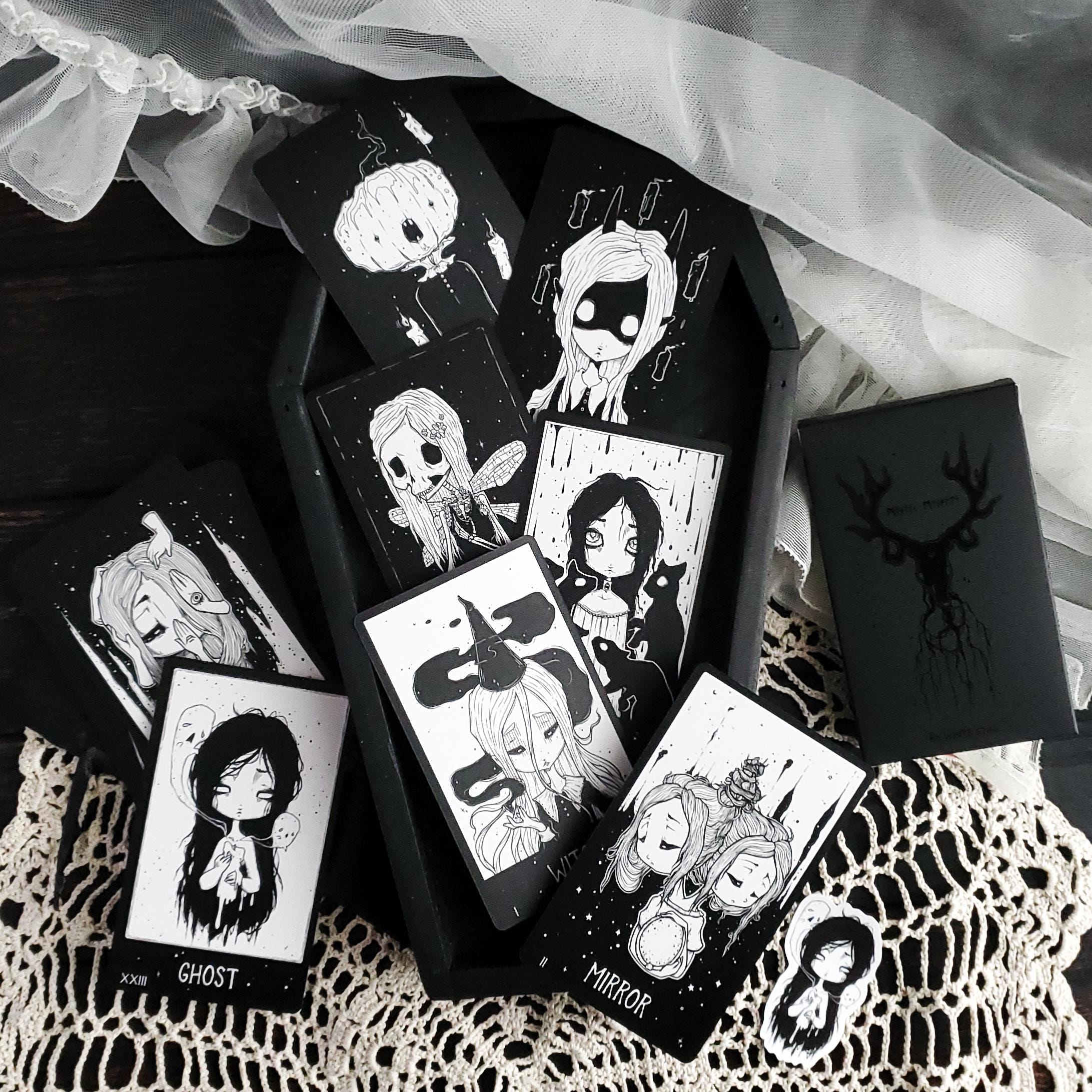 Oracle Card Deck- Spooky Cute- Goth- Mystic Misfit-3rd edition - Dark Fantasy - Black and White