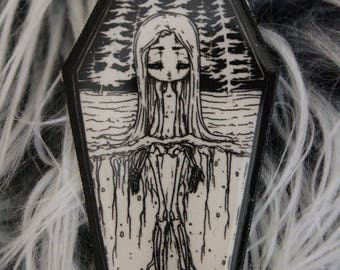 Skeleton Coffin Girl Pin