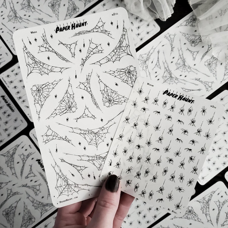 Widow and Web clear spider STICKER Sheet - creepy cute goth image 3