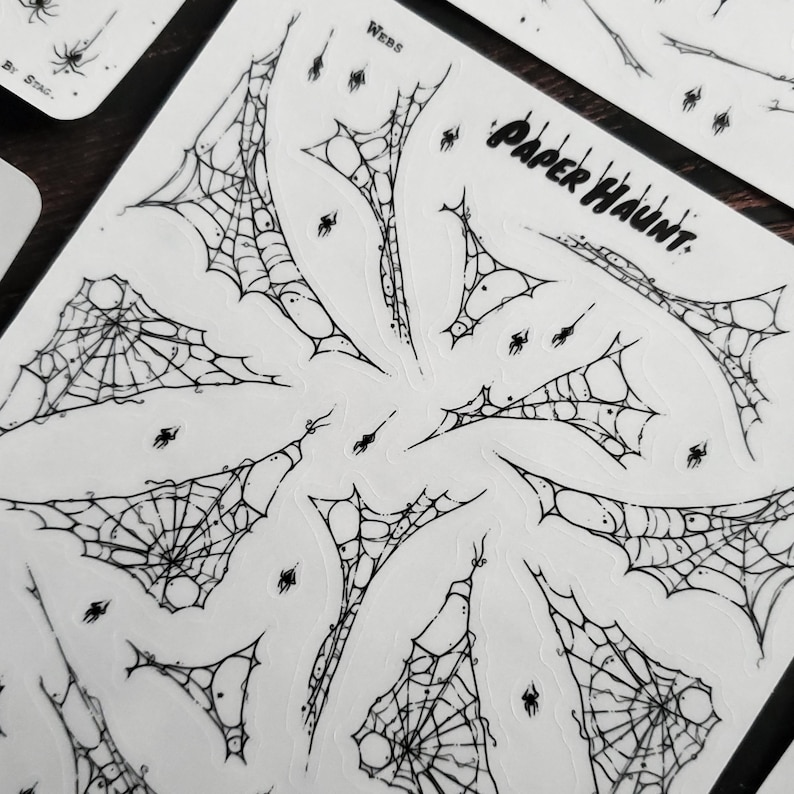 Widow and Web clear spider STICKER Sheet - creepy cute goth image 2