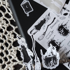 spooky cute goth witch planner stickers