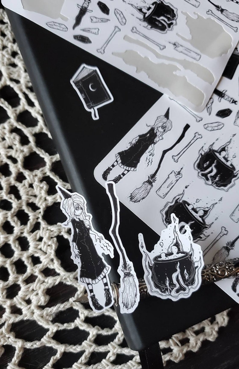 spooky cute goth witch planner stickers