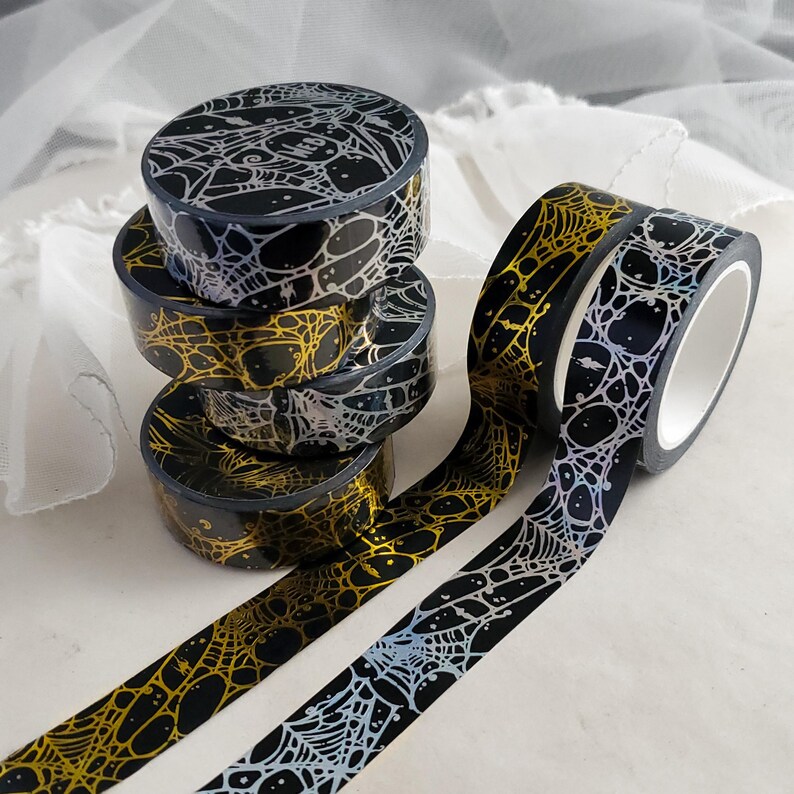 Silver holo Spider web WASHI Tape image 7