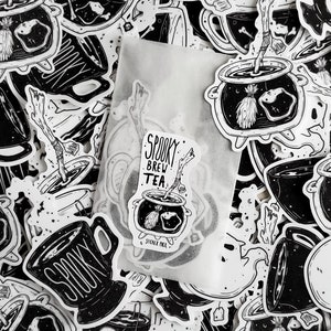 Spooky Brew TEA Ghost gothic STICKER pack
