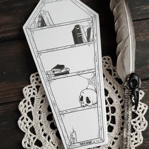 Coffin Bookshelf Notepad Spooky Cute Goth stationery image 3