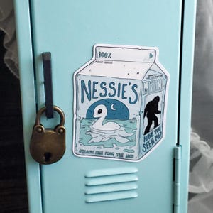 Nessie Milk Magnet – Cryptid Milk Carton Magnet – Spooky Cute Loch Ness Decor – Creepy Kawaii Fridge Magnet - Weird Art