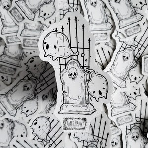 Adesivo fantasma del cimitero di Tombstone - Goth carino e spettrale