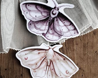 Moon Moth Magnet Set – Spooky Cute Gothic Insect Decor – Moth Fridge Magnets - Goth Cottagecore - For Locker or Fridge