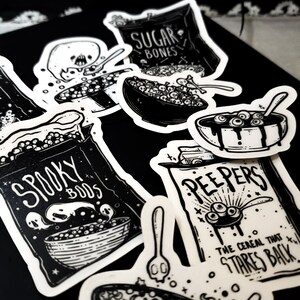 Goth cereal spooky cute food sticker pack.