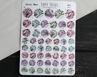 Folha de adesivos Spider Web Dot - adesivos de planejador de destaque, pastel gótico