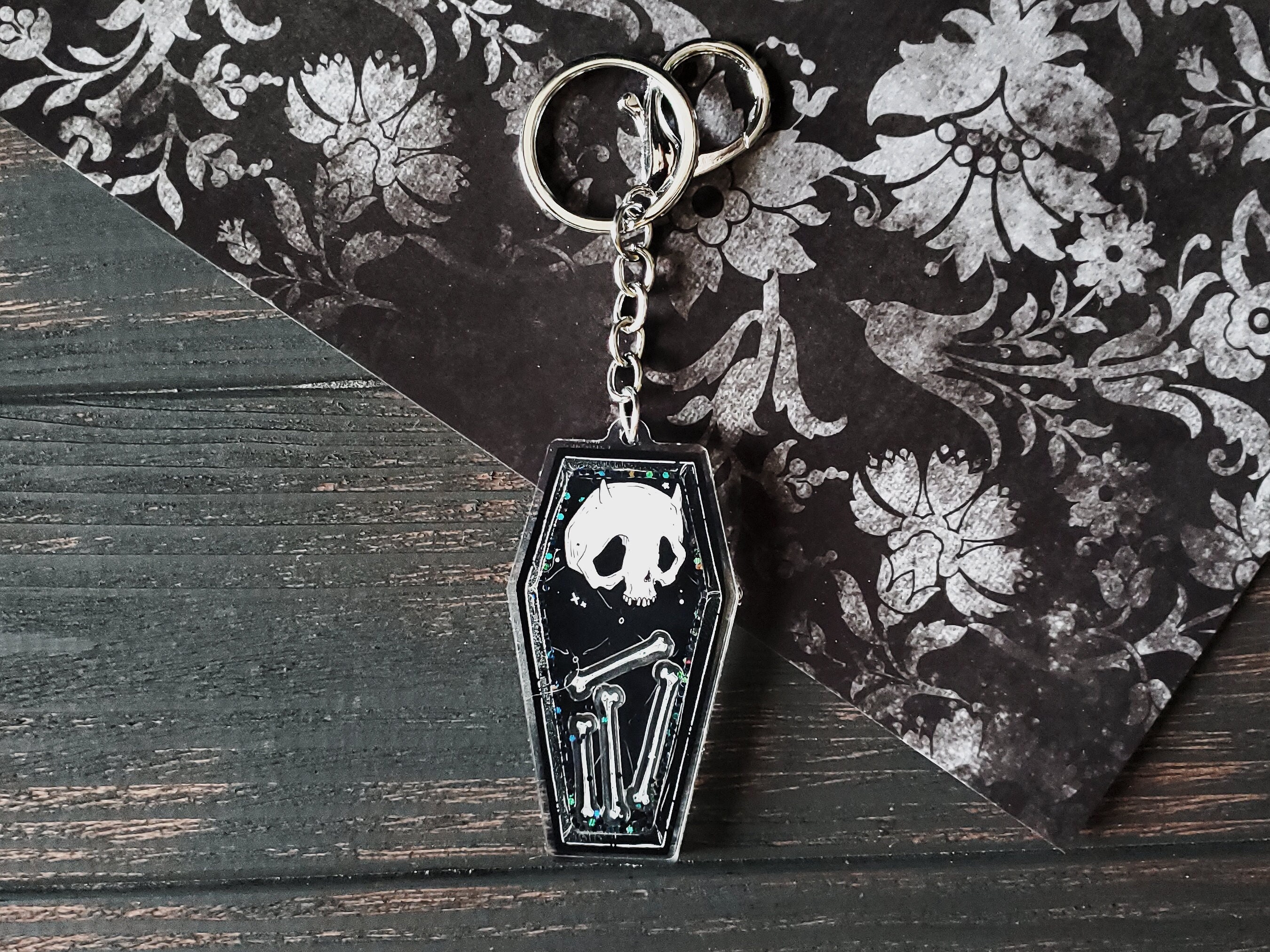 Devil Skull Coffin- Shaker Charm Keychain - Etsy