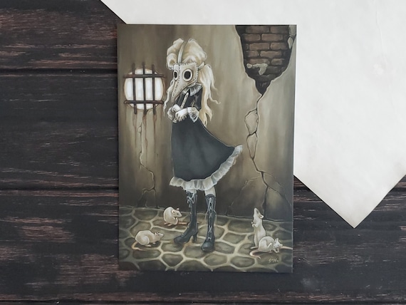 The Piper- 5x7 Plague doctor art print - Creepy Cute Gothic