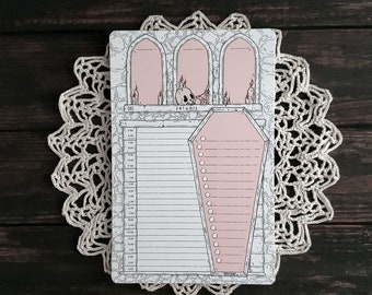 Vampire's Crypt Daily/ hourly planner Notepad- Spooky Cute Goth stationery