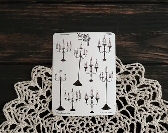 Candelabra Planner STICKER sheet - Vampire's Crypt- Spooky Cute - Goth Stickers