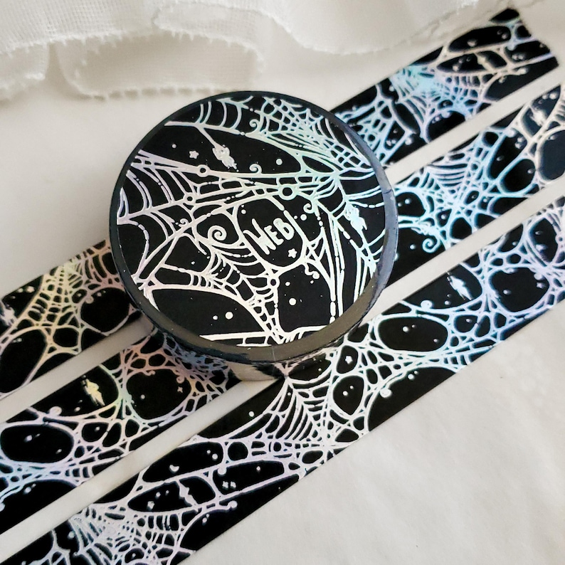 Silver holo Spider web WASHI Tape image 1
