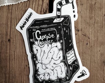 Zombie Juice Box STICKER | Corpse Cooler | Creepy Cute | Vinyl Sticker