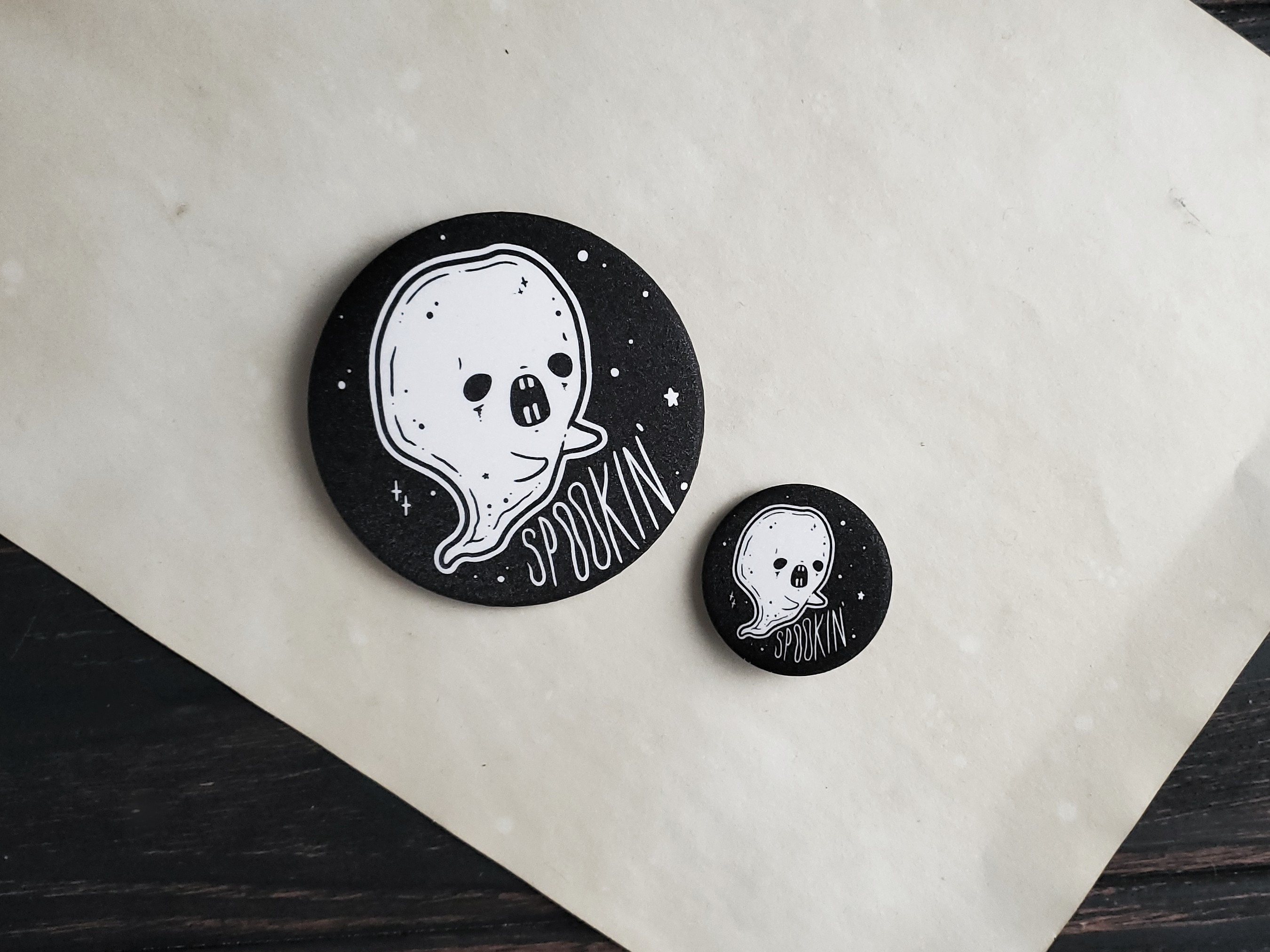 Spookin' Ghost Pin Button Badge -spooky Cute Goth- 1.5 & 3 Inch Sizes ...