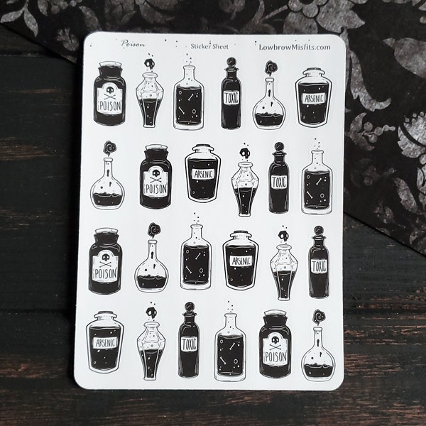 Poison bottle STICKER goth planner sheet