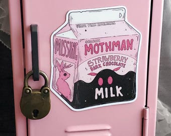 Mothman Milk Carton Magnet – Creepy Cute Cryptid – Spooky Kawaii Fridge Magnet – Weird Cryptidcore Kitchen Decor - Strange Art