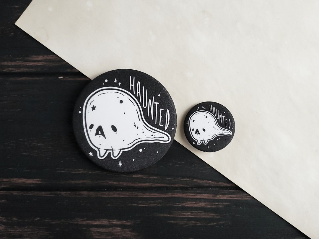 Haunted Ghost Pin Button Badge- Spooky Cute Goth- 1.5 & 3 Inch Sizes - Etsy