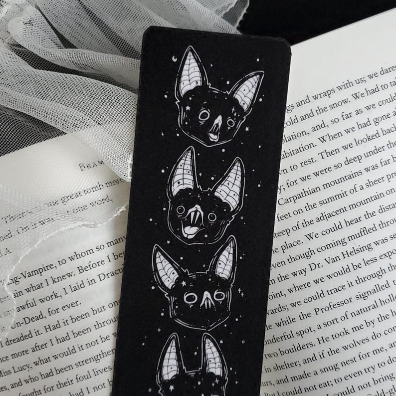 Black Vampire Bat Bookmark, Spooky cute, Goth image 8