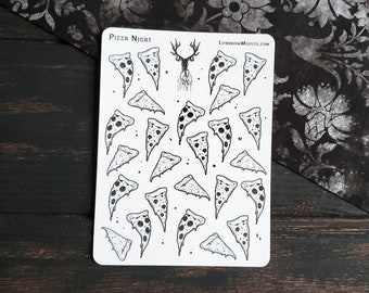 Pizza night planner STICKER sheet - creepy cute