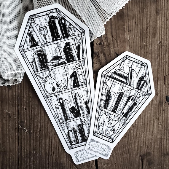 Coffin Book Shelf STICKER- Spooky cute - Goth