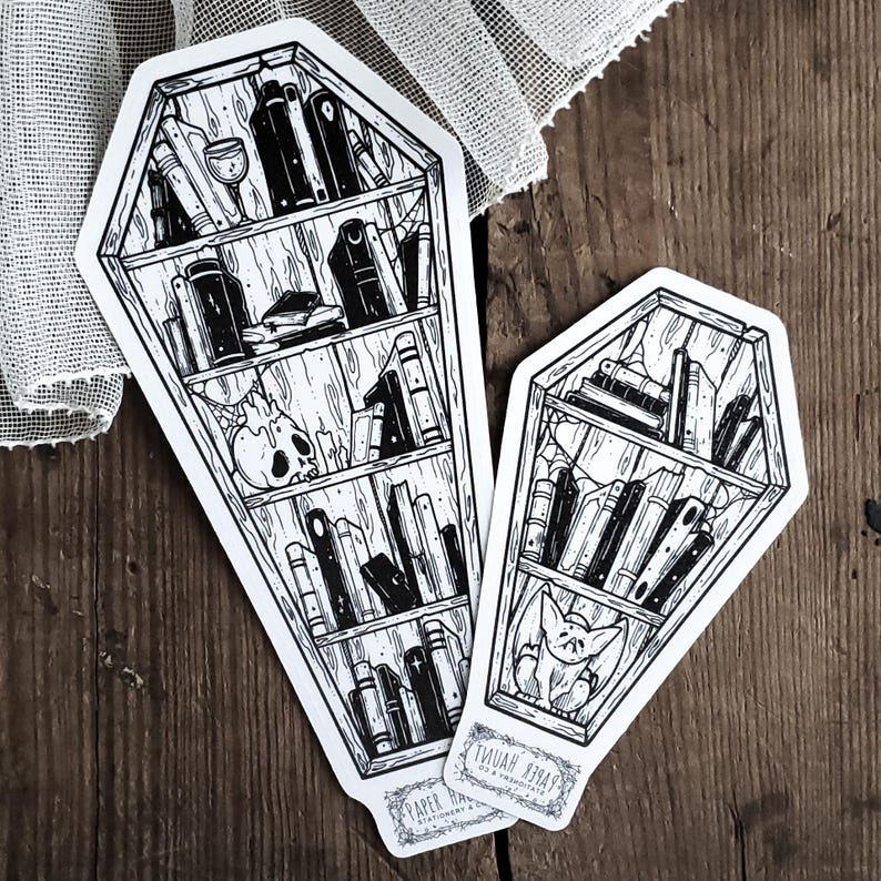 Sarg Bücherregal STICKER - Gruselig süß - Goth Bild 1