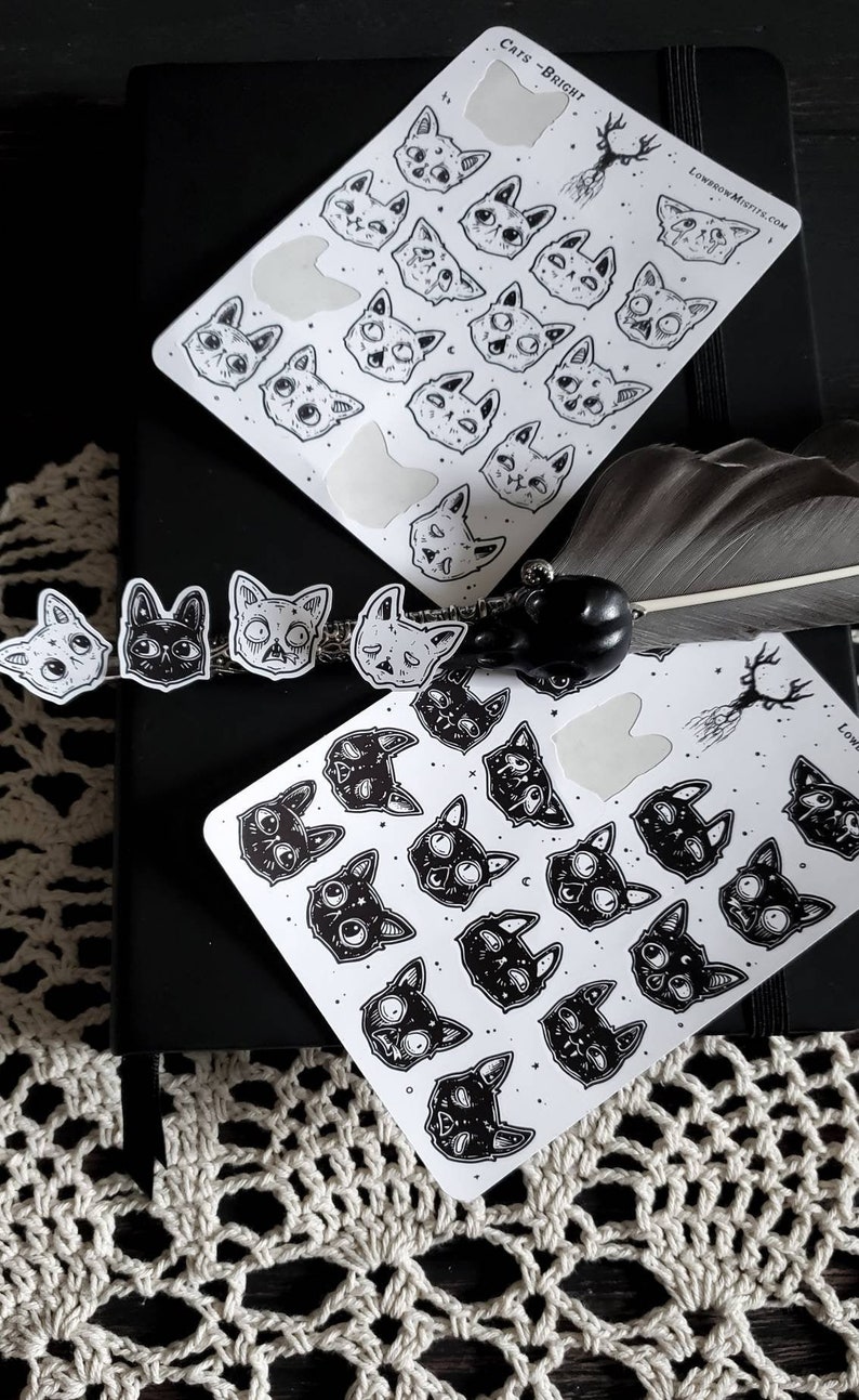 gothic cat emoji sticker sheet