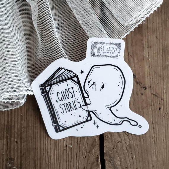 Ghost Stories Sticker - Spooky Cute - Ghost with book - goth