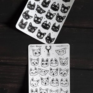 creepy cute goth cat planner stickers